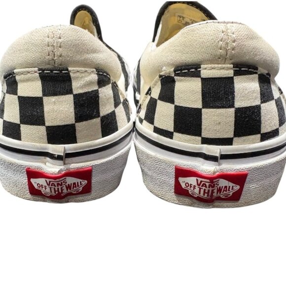 VANS Classic Slip-On Wide Checkerboard Shoe White/Black Size 9 - Picture 8 of 9